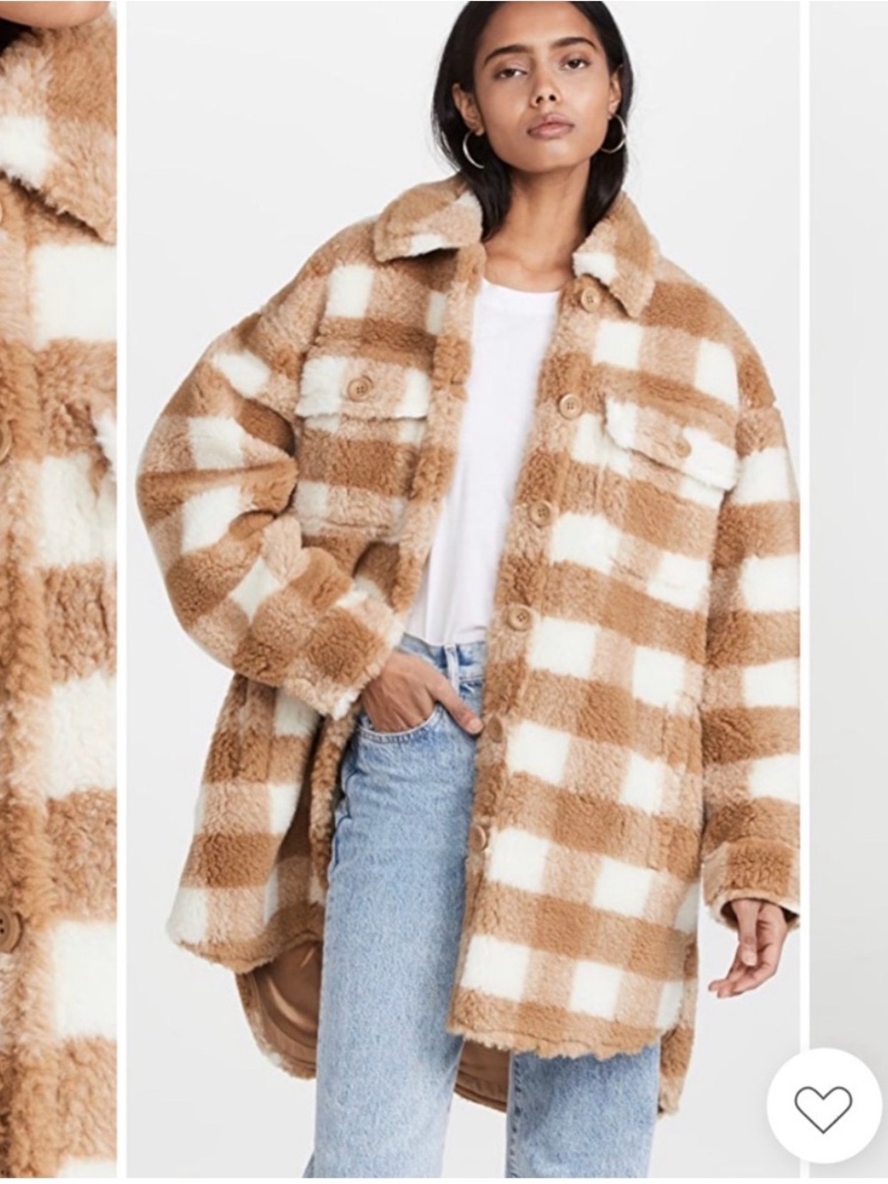Stand Studio Sabi Camel & Cream Plaid Teddy Jacket